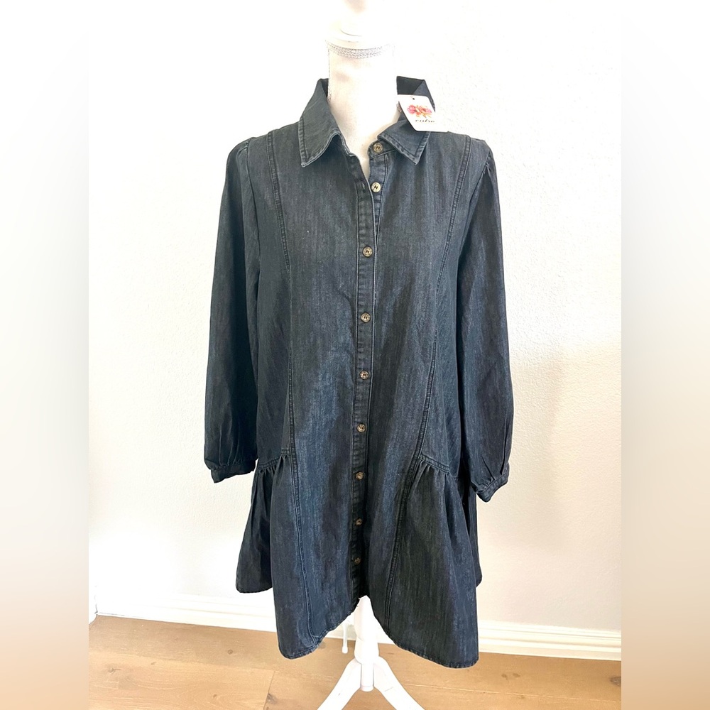 New Dark Denim Button-Up Dress